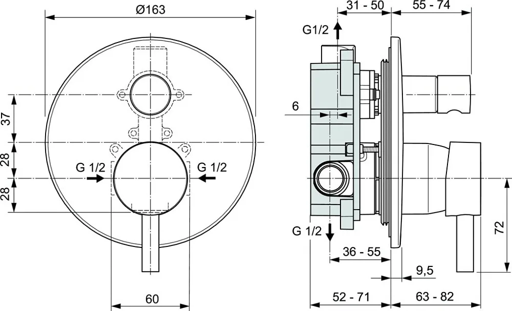 Встраиваемый смеситель Ideal Standard Ceraline A6939AA С ВНУТРЕННЕЙ ЧАСТЬЮ Sancos — официальный сайт