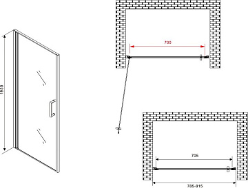Душевая дверь в нишу Abber Sonnenstrand AG04080 80 см, профиль хром, стекло прозрачное