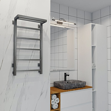 Полотенцесушитель электрический Indigo Forma LEF80-50GFMRt с полкой, graphite metallic