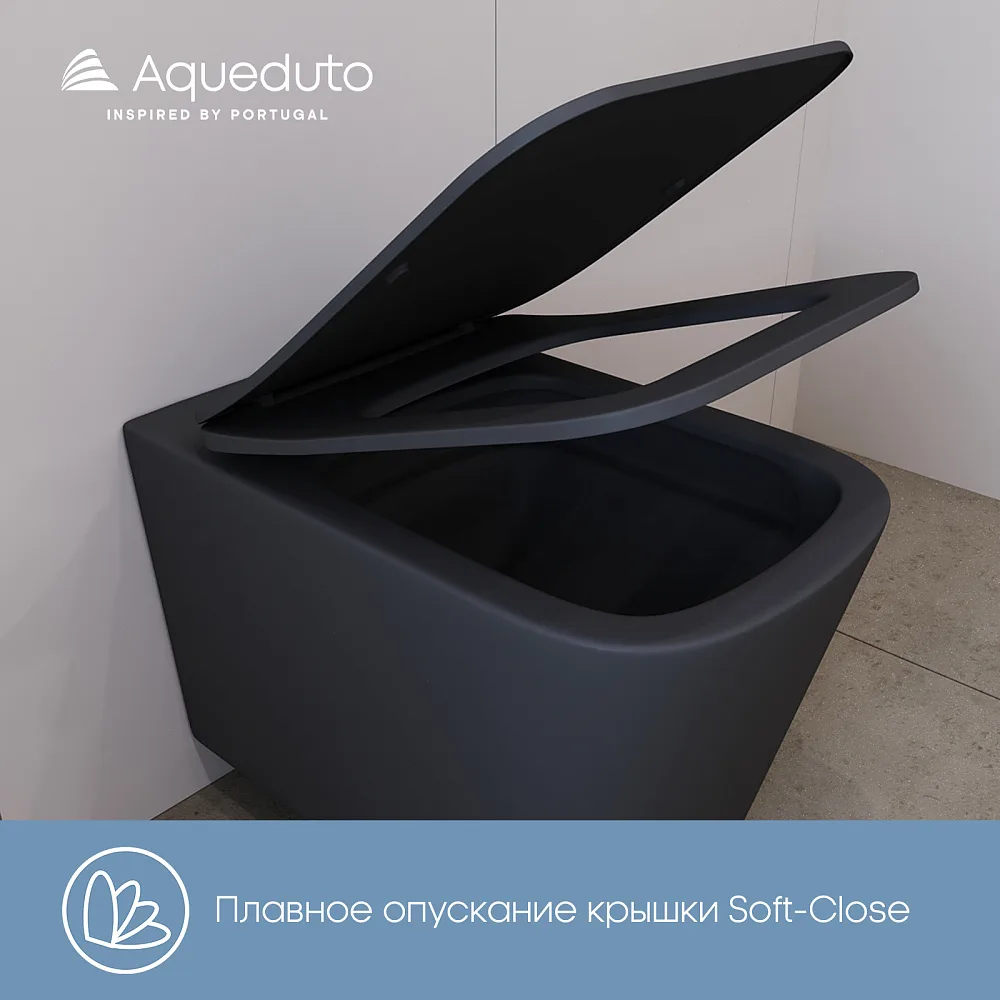 Унитаз подвесной Aqueduto Macio Tornado MACT2140 черный матовый Sancos — официальный сайт