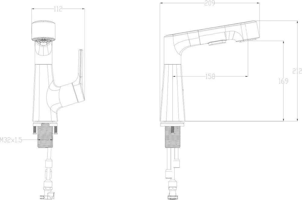 Смеситель для раковины Wonzon & Woghand WW-121B108-MB с выдвижным изливом, черный матовый Sancos — официальный сайт