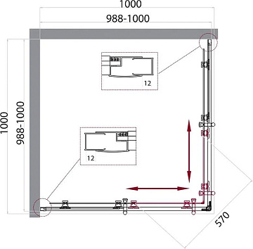 Душевой уголок BelBagno Uno 195 A 2 100 C Cr