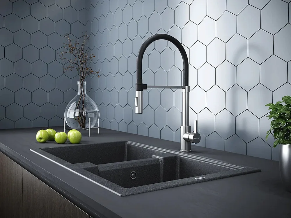 Смеситель для кухни Paulmark Halt Ha214021-BS брашированная сталь, с гибким изливом Sancos — официальный сайт