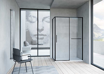 Душевой уголок Vincea Slim Soft VSR-1SS1012CLB 120x100, профиль черный, стекло прозрачное