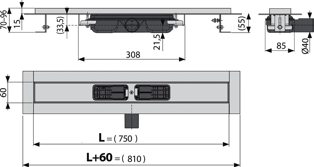 Душевой трап (лоток) AlcaPlast APZ101 750, с опорами Sancos — официальный сайт
