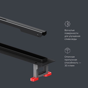 Душевой трап (лоток) AM.PM MasterFlow Slim line 100 см, черный матовый