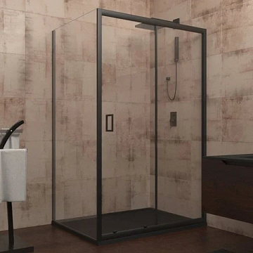 Душевой уголок Veconi Rovigo RV-040B 150х80 см, профиль матовый черный, стекло прозрачное
