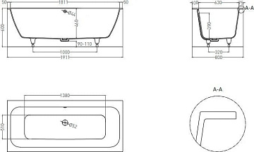Ванна из искусственного камня Salini Orlanda Axis S-Stone 190x80 см, встраиваемая, матовая белая, на