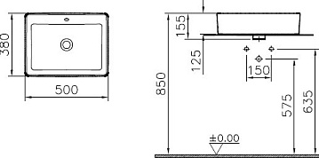 Накладная раковина VitrA Nuo 7436B003-0012 50 см