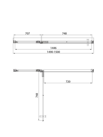 Душевая дверь в нишу Veconi Premium Alassio GR 150x200, профиль брашированный графит, стекло прозрач