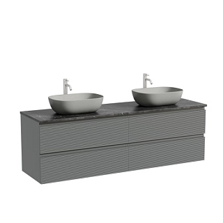 Тумба с раковиной Sancos Folk 160 grey soft, столешница черный мрамор TT160A1X, раковина CN6009MH