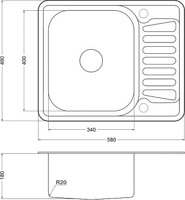 Мойка кухонная Emar Steel 5848