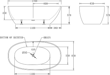 Акриловая ванна BelBagno 170x85 см, BB80-1700-W0