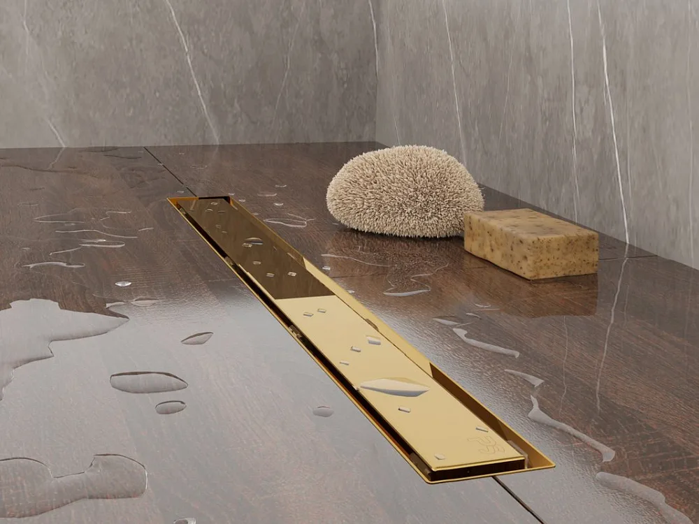 Душевой трап (лоток) Plumberia Selection PST In-Tile 70 см, золото 24К Sancos — официальный сайт