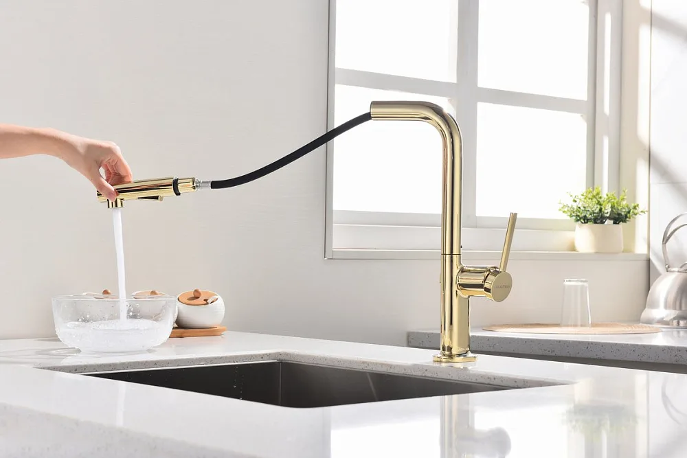 Смеситель для кухни Paulmark Neo Ne214419-G, золото Sancos — официальный сайт