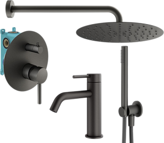 Комплект для ванной Plumberia Selection Ixo KITXO18GR53 С ВНУТРЕННЕЙ ЧАСТЬЮ, графит матовый