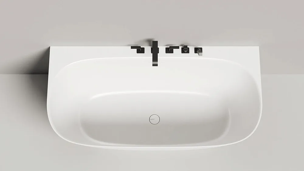 Ванна из искусственного камня Salini Sofia Wall S-Stone 160x80 см, пристенная, белая, овальная, с до Sancos — официальный сайт