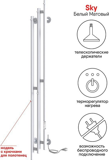 Полотенцесушитель электрический Indigo Sky LSKE150-17WMRt белый матовый