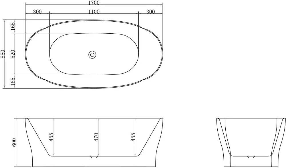 Акриловая ванна BelBagno BB403-1700-850 без опоры 170x85 см, отдельностоящая, белая, овальная, со сл Sancos — официальный сайт