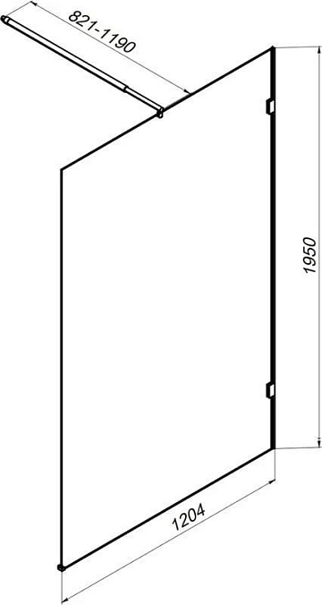 Душевая перегородка AM.PM X-Joy W94WI-120-F1-MTE 120x195, фурнитура хром, стекло прозрачное