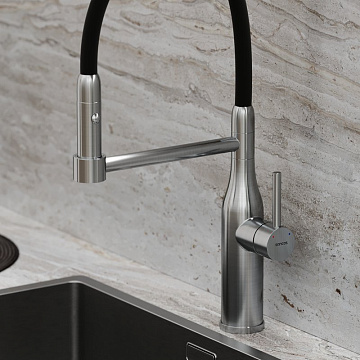 Смеситель для кухни Sancos Pride SC4011BNG с гибким изливом, нержавеющая сталь