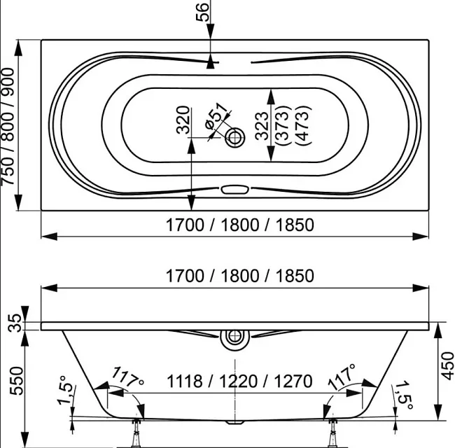 Акриловая ванна Vagnerplast Briana VPBA180BRI2X-04 без опоры 180x80 см, пристенная, ультрабелая Sancos — Оригинал