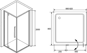 Душевой уголок RGW Stilvoll SV-03B+80 см (89-92)x80x200 профиль черный матовый, стекло прозрачное