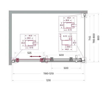 Душевой уголок BelBagno Marino 2 AH-1-120/80-C-GM 120x80, профиль оружейная сталь, стекло прозрачное