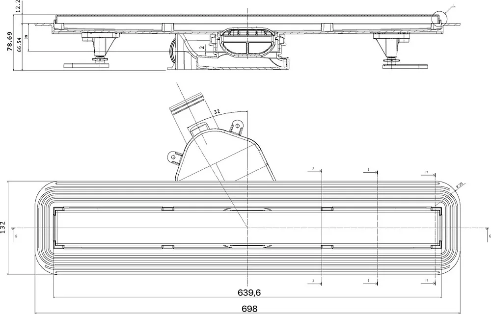 Душевой трап (лоток) BETTOSERB Frameless Line 650 Drain, матовый хром Sancos — официальный сайт