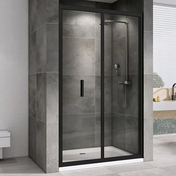 Душевая дверь в нишу Abber Sonnenstrand AG07090B 90 см, профиль черный, стекло прозрачное