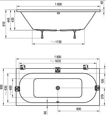 Акриловая ванна Ravak City 180x80 см, C921300000