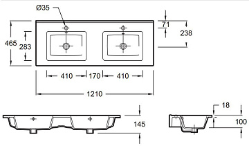 Мебельная раковина Jacob Delafon Ola EXVA112-00 121 см
