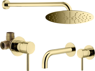 Комплект для ванной Plumberia Selection Ixo KITXO01OR210 С ВНУТРЕННЕЙ ЧАСТЬЮ, золото 24к