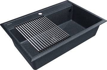 Мойка кухонная Paulmark Stepia + Step PM117551-DG+R375-BS графит