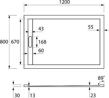 Поддон для душа Cezares Tray TRAY-AS-AH-120/80-30-W 120х80