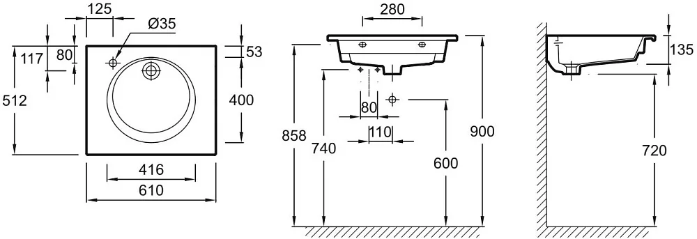 Мебельная раковина Jacob Delafon Odeon Rive Gauche EXBA112-Z-00 60 см Sancos — официальный сайт