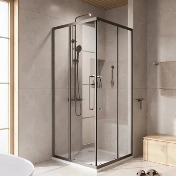 Душевой уголок Cezares Relax RELAX-304-A-2-100-C-GM 100x100, профиль оружейная сталь