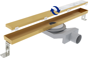 Душевой трап (лоток) Plumberia Selection PSL Linear 90 см, золото брашированное