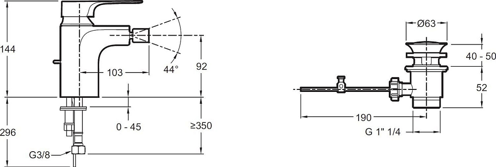 Смеситель для биде Jacob Delafon Aleo+ E72316-CP