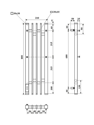 Полотенцесушитель электрический APEXTERMO Дельта DL10183WM 80x20 см, подключение справа, скрытое под