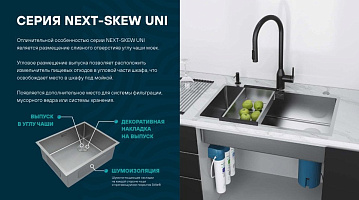 Мойка кухонная Paulmark Next-Skew 74 Uni матовый черный