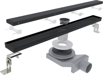 Душевой трап (лоток) Plumberia Selection PSL Linear 80 см, черный матовый