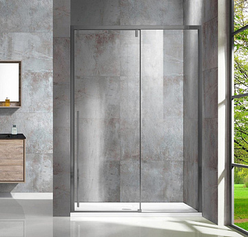 Душевая дверь в нишу Vincea Lugano VDS-1L130CLGM-1 130 см, профиль вороненая сталь, стекло прозрачно