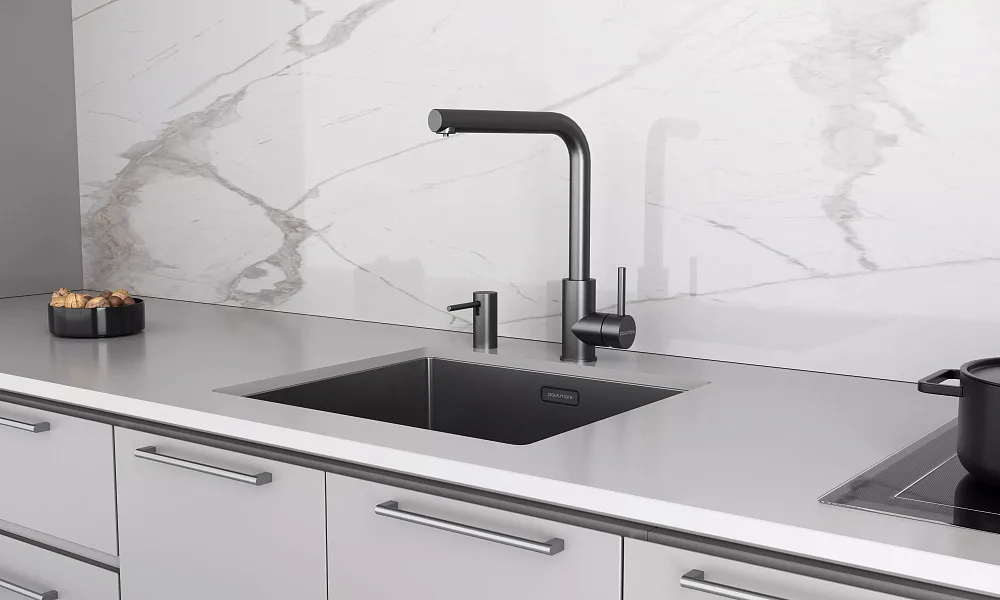 Дозатор для кухонной мойки,Paulmark Stork D006-GM вороненая сталь Sancos — официальный сайт