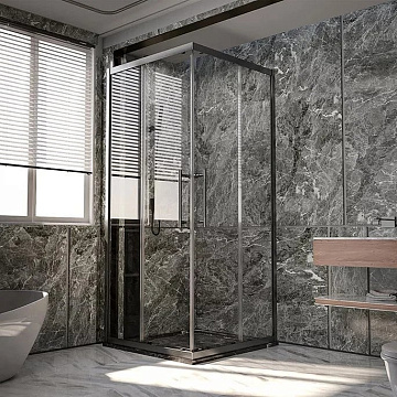 Душевой уголок Veconi Premium Trento PTC-20GR 80x80, профиль брашированный графит, стекло прозрачное