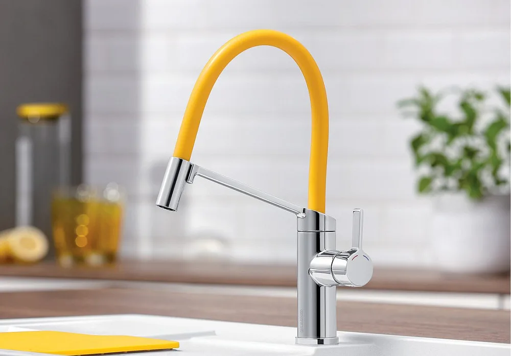 Смеситель для кухни Blanco Viu-S 524813 с гибким изливом, 4 цветных съемных шланга Sancos — официальный сайт