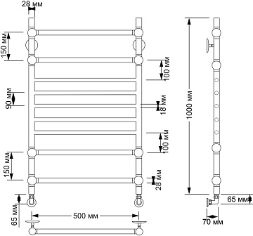 Полотенцесушитель водяной Secado Флоренция 4 50x100, бронза
