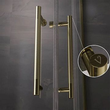 Душевой уголок Veconi Premium Trento PTC-20G 120x80, профиль брашированное золото, стекло прозрачное