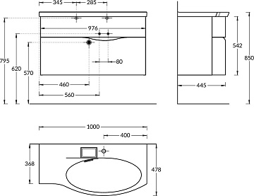 Мебельная раковина KERAMA MARAZZI Riva 100 R, глянцевая белая