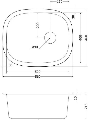 Мойка кухонная Emar Quartz EMQ-1560.P, антрацит